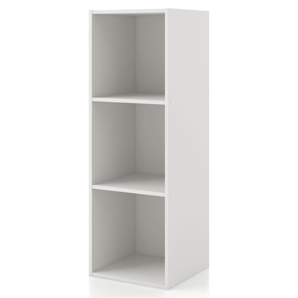 Pemberly Row Modern Stackable Wood 3-Cube Bookcase in White Finish