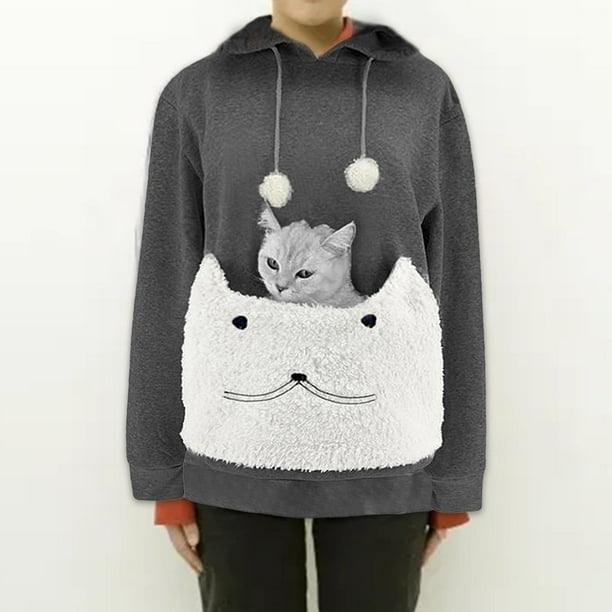 Hoodie with cat pocket sales