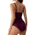 thumbnail image 4 of One Piece Bathing Suit for Women, Tummy Ruched Swimsuit Vintage Swimwear Trendy One Piece Athletic Bathing Suit Purple L, 4 of 4