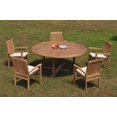 thumbnail image 3 of Grade-A Teak Dining Set: 5 Seater 6 Pc: 72" Round Table And 5 Wave Stacking Arm Chairs Outdoor Patio WholesaleTeak #51WV1706, 3 of 6