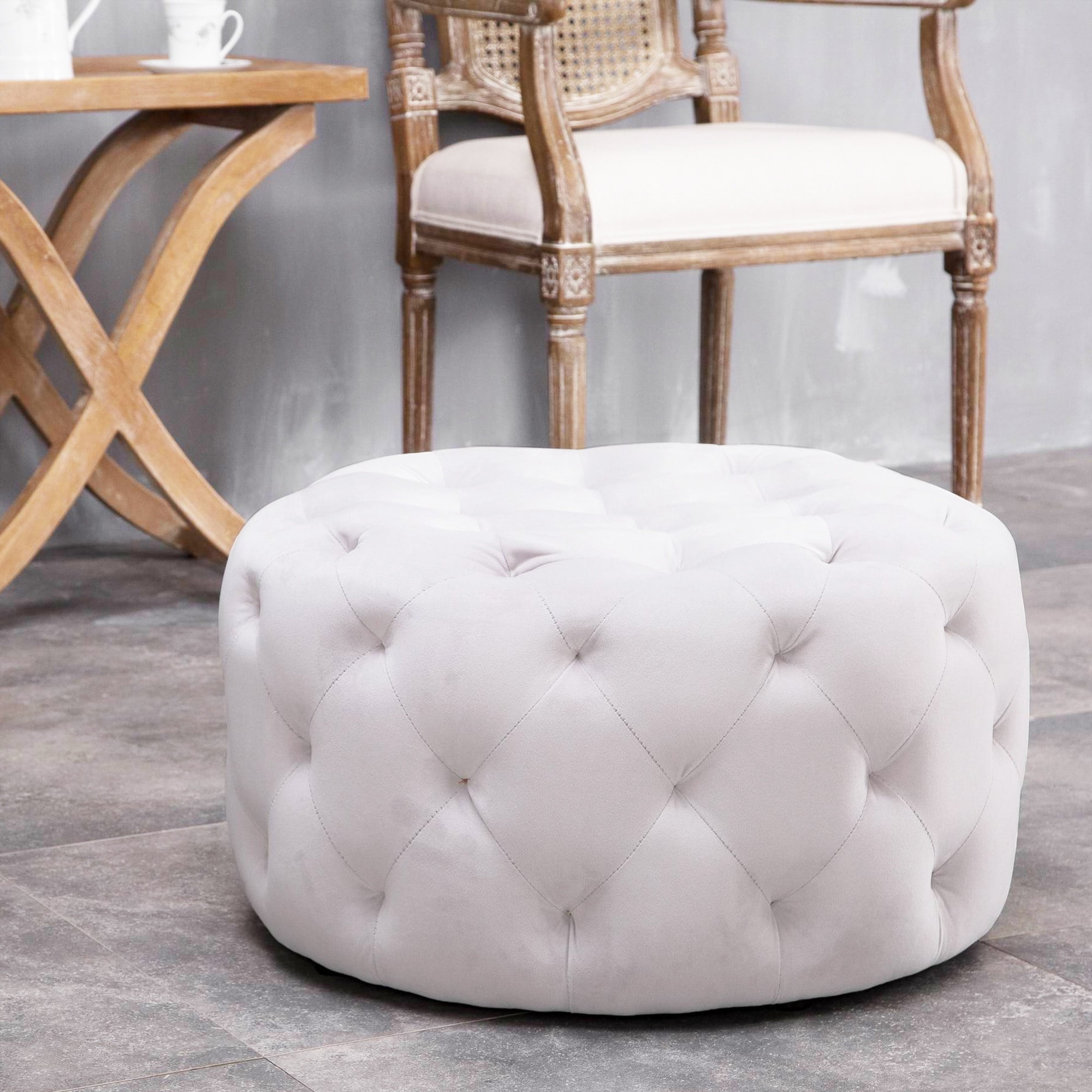 Warehouse of Tiffany Meerna 24-inch Round Tufted Padded Ottoman