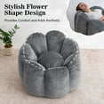 thumbnail image 4 of Lusimo Adult Bean Bag Chair, Flower Shaped Bean Bag with Velvet Washable Cover, Large Bean Bag Sofa with Memory Foam, Lounge Chairs with Pillow for Bedroom, Living Room, Dorm, Gray, 4 of 10
