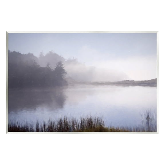 Stupell Foggy Lake Woodland Reflection Landscape Photography Wall Plaque Unframed Art Print Wall Art
