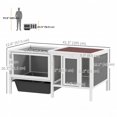 thumbnail image 2 of Grey Wooden Rabbit Hutch with Run - Spacious Guinea Pig Cage, 41.3” x 22.6” - Indoor/Outdoor Pet Home with Pull-Out Tray & Ramp, 2 of 7