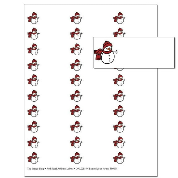 Snowman With Red Scarf Address Labels -1in. x 2 5/8in. - Pack of 150 Labels- blank labels (not personalized) (oalx118)