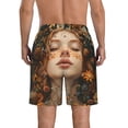 thumbnail image 3 of KLL Whimsical Flower Crown Maiden Men's Casual Summer Beach Shorts Hawaiian Shorts with Pockets-, 3 of 5