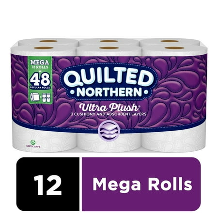 Quilted Northern Ultra Plush Toilet Paper, 12 Mega Rolls (= 48 Regular