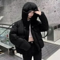 thumbnail image 2 of Lovskoo Womens Winter Coats Hooded Quilted Jacket Cute Short Loose Thick Warm Hooded Coat Long Sleeve Parkas Cotton Padded Outerwear Black, 2 of 8
