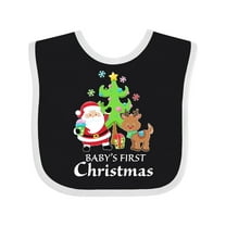 Inktastic Baby's 1st Christmas with Santa Reindeer and Tree Boys or Girls Baby Bib
