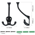 thumbnail image 4 of YIHATA 5 Pack Big Heavy Duty Three Prongs Coat Hooks Wall Mounted with 15 Screws Retro Double Utility Rustic Hooks for Thick Coat (Black), 4 of 6