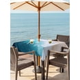 thumbnail image 4 of Square Outdoor Tablecloth with Umbrella Hole Blue Ocean Outside Table Cloth Waterproof Patio Table Cover Summer Ombre Beach Waves Coastal Zipper Tablecloths for Picnic Party Camping 60x60 Inch, 4 of 8