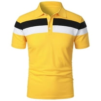 HCNTES Men's Regular-Fit Cotton Pique Polo Shirt Golf Shirts For Men(Yellow,S)