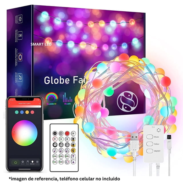 Tira de luces LED Dosyu DY-BSL10 Guirnalda luces de hadas a prueba de agua Bluetooth 66 foquitos color pastel