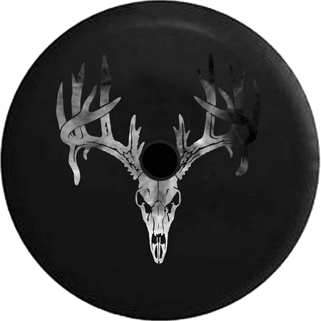 2018 2019 Wrangler JL Backup Camera Deer Antlers Skull Hunting Dark Smoke Skulls Spare Tire Cover for Jeep RV 32 (Best Cover Scent For Deer Hunting 2019)