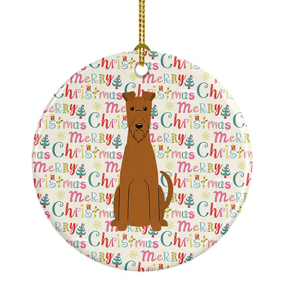 Merry Christmas Irish Terrier Ceramic Ornament 2.8 in x 2.8 in