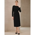 thumbnail image 2 of DARING DIVA Knee Length Pencil Long Sleeve Tie Waist Sheath Dress S Black, 2 of 6