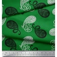thumbnail image 3 of Soimoi Green Velvet Fabric Black Sketch Paisley Printed Craft Fabric by the Yard 58 Inch Wide, 3 of 3