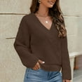 thumbnail image 3 of ShomPort Casual Fall Knit Tops for Women Long Sleeve Button up Solid Color Blouses Loose Fashion Clothes, 3 of 5