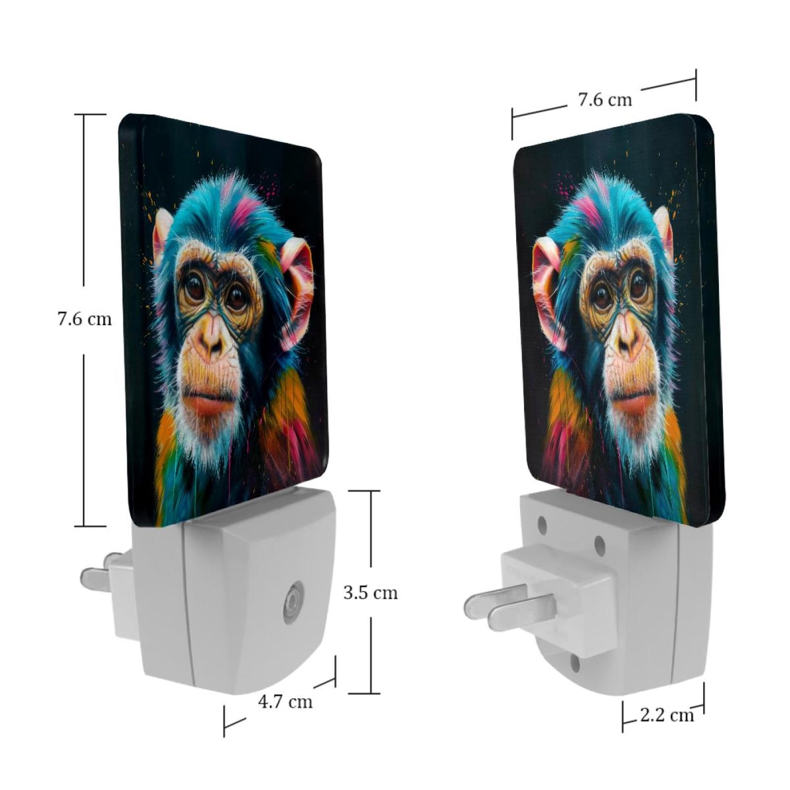 PhooArto Colored Little Monkey Plug in LED Night Light Auto Sensor Dusk to Dawn Decorative Night for Bedroom, Bathroom, Kitchen, Hallway, Stairs, Baby's Room, Energy Saving
