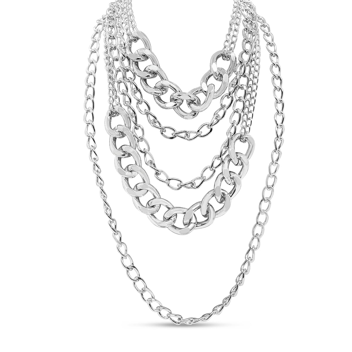 New Silver Chain Layered Necklace 