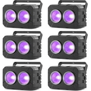 180W COB Stage Light, RGBW 4IN1 2-Eyes LED Par Can, Audience Casting DMX512 & Sound-Activated COB Par Lights, Blinder Stage Lights for DJ Party Wedding Bar Club Events, 6 Pack