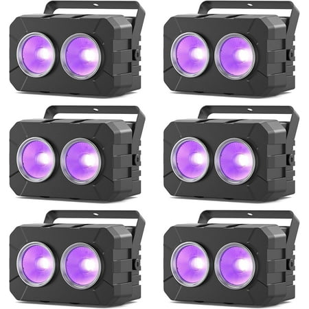 180W COB Stage Light, RGBW 4IN1 2-Eyes LED Par Can, Audience Casting DMX512 & Sound-Activated COB Par Lights, Blinder Stage Lights for DJ Party Wedding Bar Club Events, 6 Pack