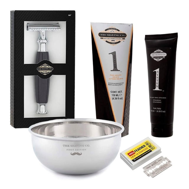 Kit The Shaving Co Rastrillo + Vasija + After Shave + Navaja amarillo 1