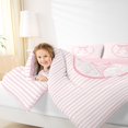 thumbnail image 3 of Manfei Geometric Stripes Letter Monogrammed A Bedding Comforter Set 7 Pieces for Kids Girls,Teens Female Kawaii Bow Tie Flowers Full Bedding Set,Pink Reversible,Super Cozy Room Decor, 3 of 7