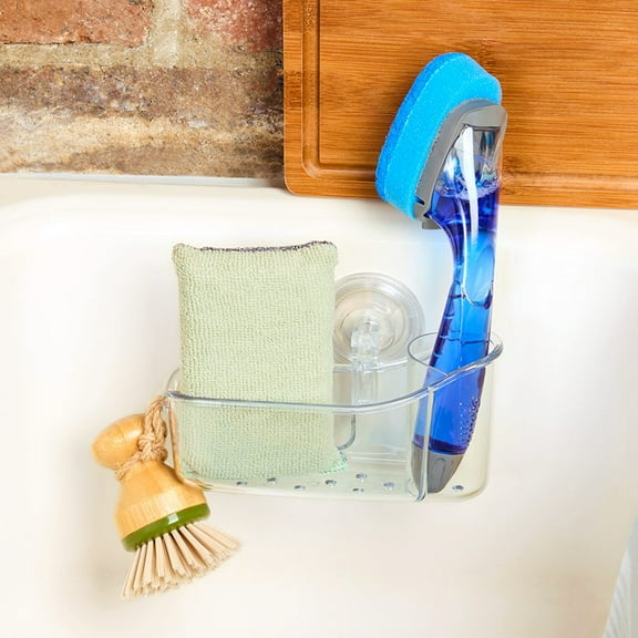 Kitchen Clear Sink Caddy and Sponge Holder with Suction Cups