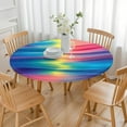 thumbnail image 3 of Colorful Striped Pattern Round Fitted Tablecloth with Elastic Edge,Dining Table Cover Waterproof,Outdoor Round Tablecloth for Camping,Dining,Indoor and Outdoor, 3 of 7