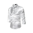 thumbnail image 2 of FOCUSNORM Men's Shirt Shiny Sequins Design Silk Like Satin Button Up Disco Party Dress Shirts, 2 of 6