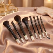 Sephora Collection The Total Brush Set 8PC, 4 Face Brushes, 4 Eye Brushes, Makeup Bag Included, Vegan Makeup Gift Set for All Formula Types