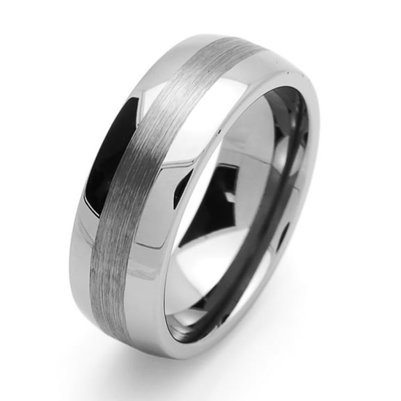 Free Engraving Men Women Personalized Inside Engraving Tungsten Carbide Wedding Band Ring 8mm Center Brushed Domed Ring