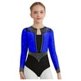 thumbnail image 2 of iixpin Kids Girls Rhinestones Gymnastics Leotard Long Sleeve Figure Skating Bodysuit Lyrical Dancewear Blue 12, 2 of 6