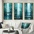 thumbnail image 1 of Designart "Turquoise Riverside Door to the Other Side II" Abstract Collages Framed Wall Art Set Of 3 - Turquoise Transitional Frame Gallery Wall Set For Home Decor, 1 of 6