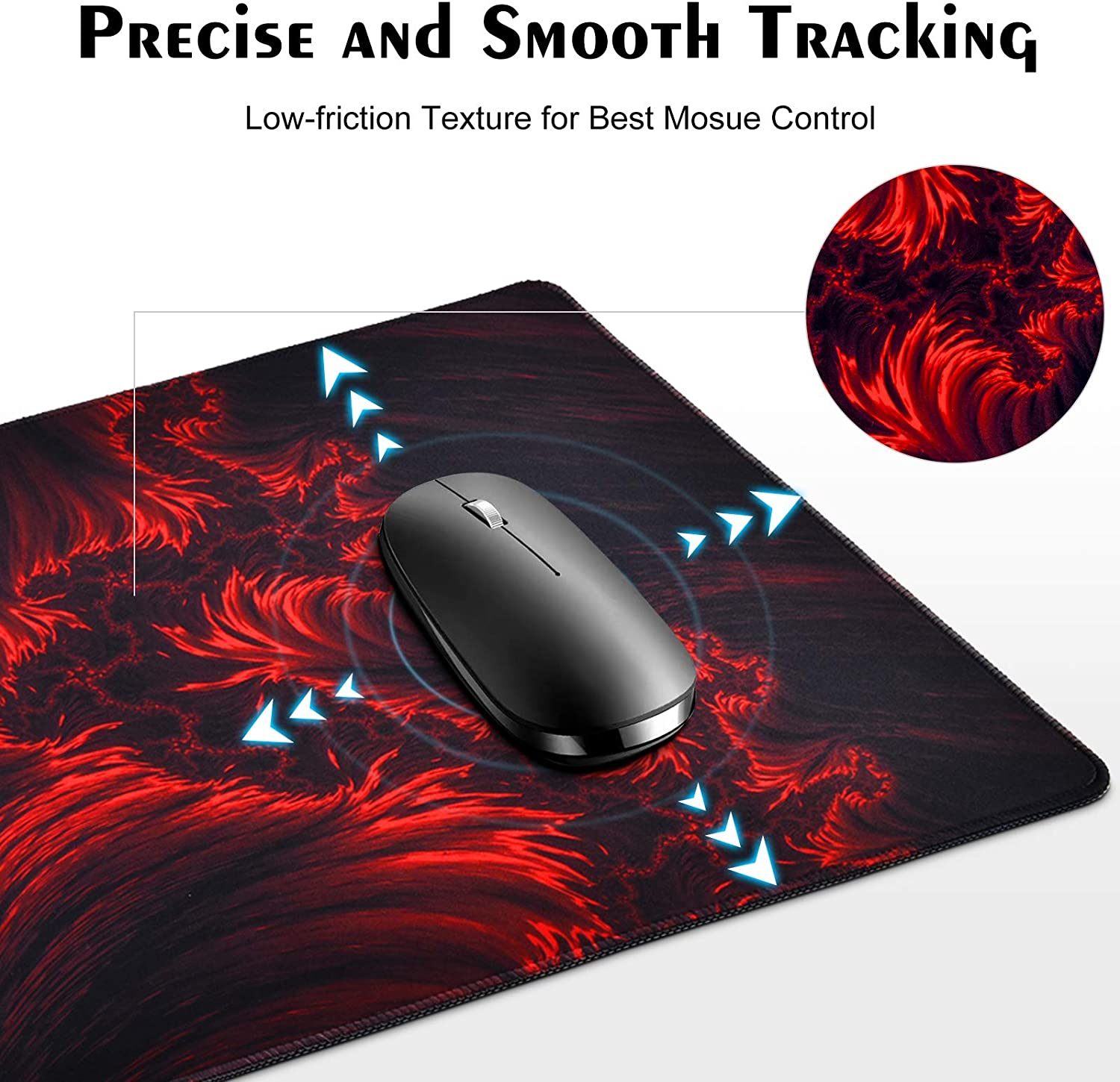 Heqianco Gaming Mouse Pad, Red Large Mouse Pad 31.515.75 in (Black Red)