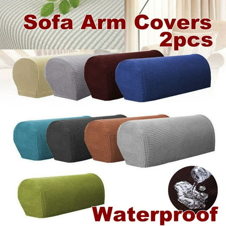 Slipcovers For Armchairs 2Pcs Stretch Furniture Armrest CoverWaterproof Plaid Slipcovers Sofa Armchair Covers Anti-Slip Arm Covers for Couch Chair and Recliner ()