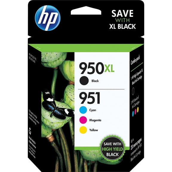 Original  950XL High Yield Black and 951 standard yield Color Ink Cartridges, 950XL/951 , 4 PK