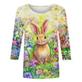 thumbnail image 4 of Womens Easter Outfit Casual 3/4 Sleeve Crewneck Tops Cute Bunny Print Shirts Spring and Summer Blouses Easter Festival Tops, 4 of 5