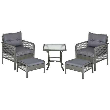 Outsunny 5-Piece Outdoor PE Rattan Wicker Patio All Weather