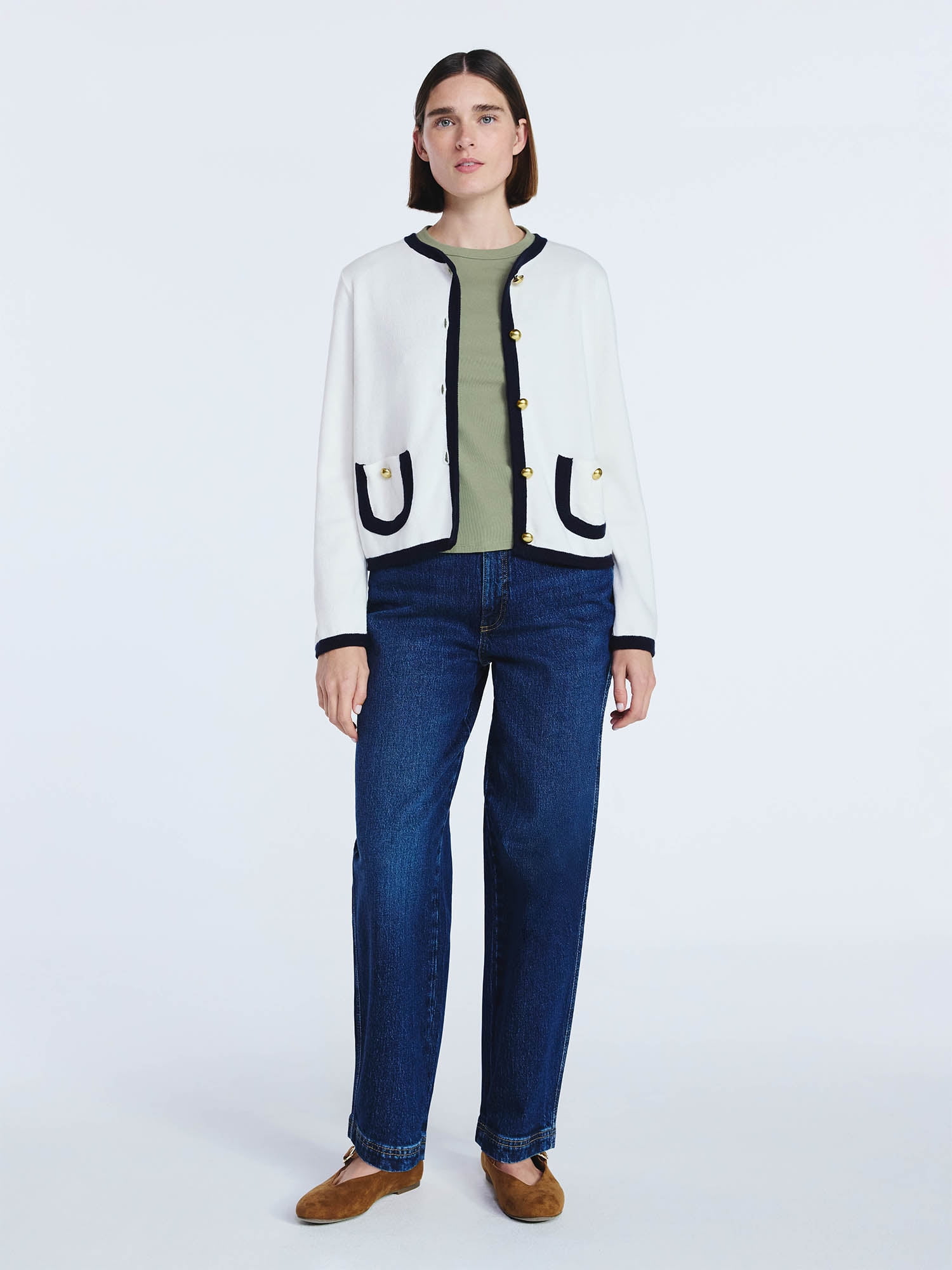 Free Assembly Women's Tipped Patch Pocket Cardigan Sweater, Lightweight, Sizes XS-XXL