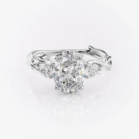 Oval Cut Diamond Engagement Ring, 14K White Gold Plated, Three-Stone Wedding Ring, 1.6 Ct Simulated Diamond, Promise Diampnd Anniversary Ring For Women's