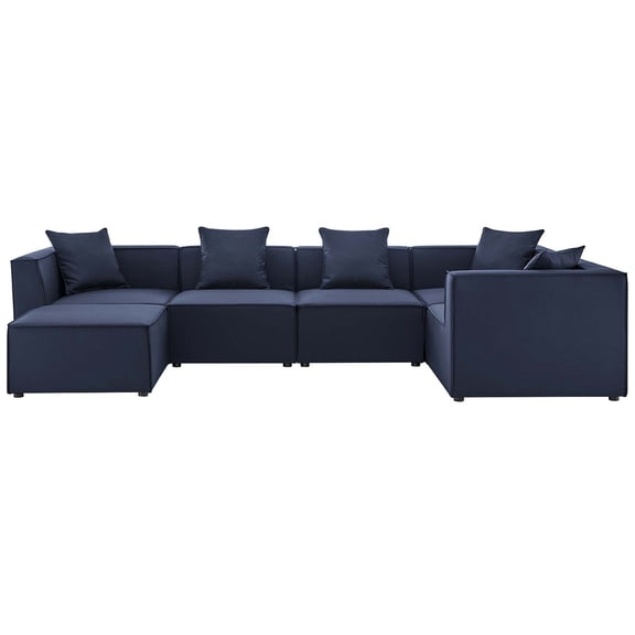 Lounge Sectional Sofa Set, Fabric, Blue Navy, Modern Contemporary Urban Design, Outdoor Patio Balcony Cafe Bistro Garden Furniture Hotel Hospitality