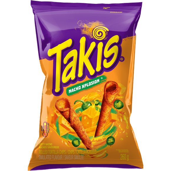 Croustilles de tortilla roulées Takis Xplosion, saveur de nachos piquants et de fromage 260g