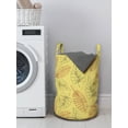 thumbnail image 3 of Leaves Laundry Bag, Various Shapes of Botanical Plantation Motifs of Garden Elements, Hamper Basket with Handles Drawstring Closure for Laundromats, 13" x 19", Mustard Slate Brown, by Ambesonne, 3 of 4