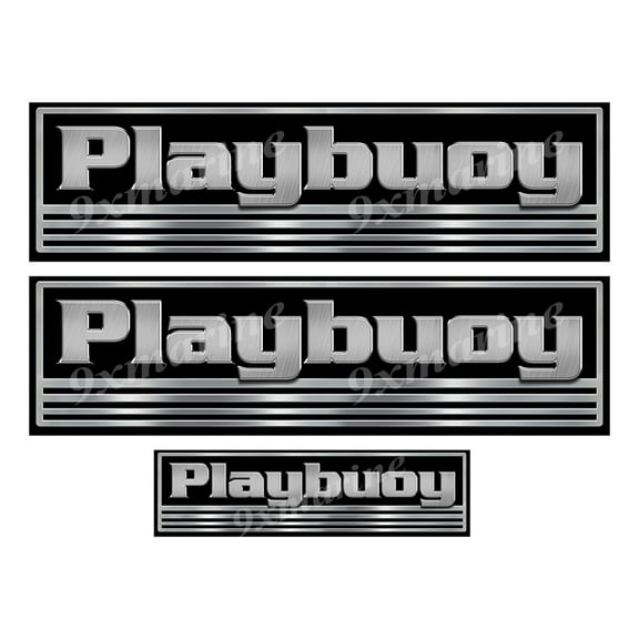 3 Playbuoy Pontoon Boat Stickers. Remastered Name Plate