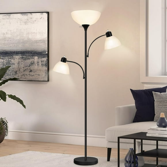Lámpara de pie Luvkczc 183 cm negra, LED de 8 W, regulable, 3 luces