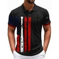 thumbnail image 2 of Men's Patriotic Graphic Print Casual Polo Shirt, Short Sleeve Independence Day Design with Moisture-Wicking Fabric for Daily Use ,Black L, 2 of 5