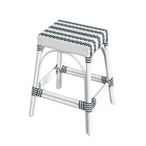 Butler Specialty Company Robias Rattan 24.5" Counter Stool - White & Navy Stripe