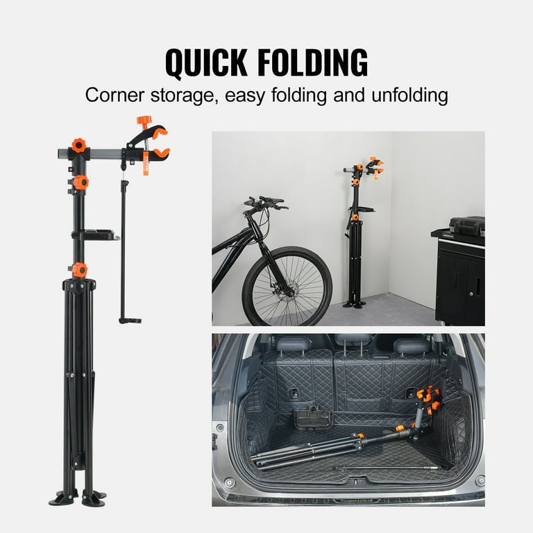 KFFKFF Bike Repair Stand 80LBS Adjustable Maintenance Folding Bike Rack Tool Tray Walmart